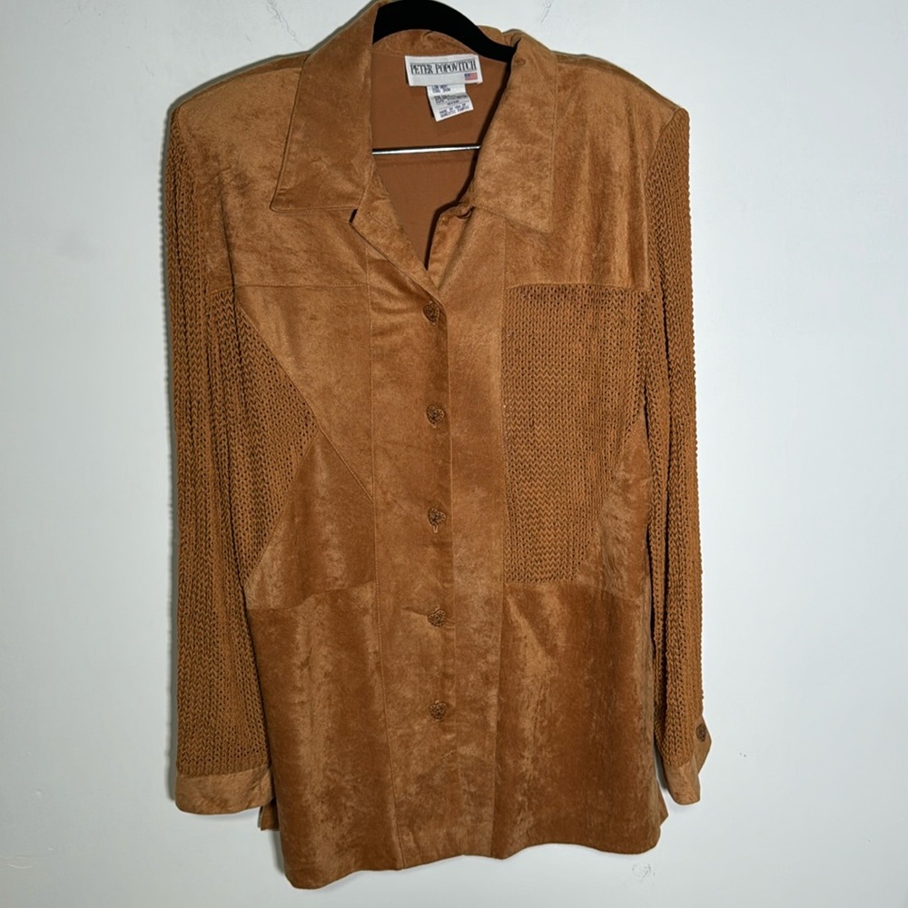 Vintage Peter Popovitch Brown Faux Suede Made in USA Sz M